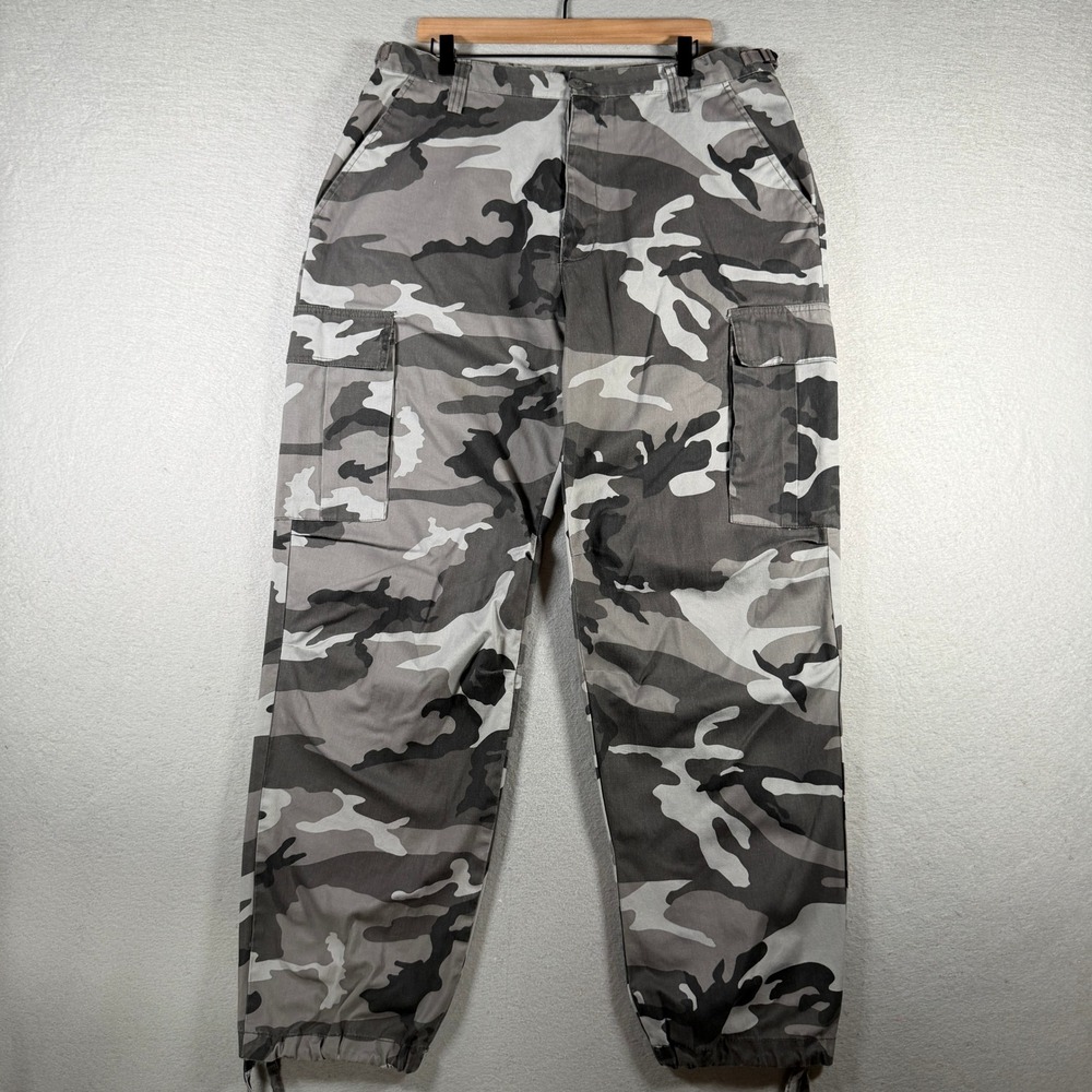 Regal Wear Mens Grey Camo Cargo Pants 40x34 Urban Camouflage Streetwear Utility